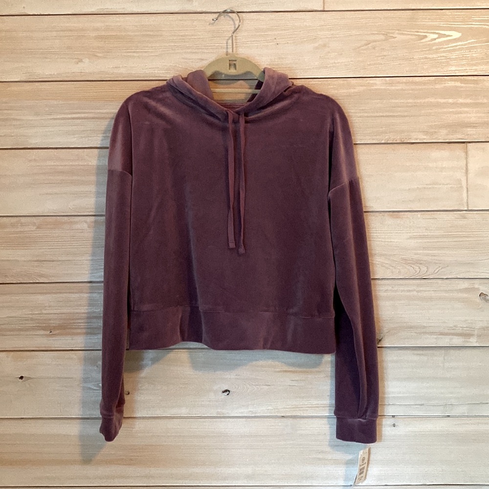 NWT SO Purple Velour Crop Hoodie “Softest Hoodie The Lounge Life” from Kohl’s